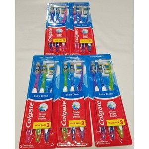 Colgate Extra Clean Toothbrushes, Full Head, Soft Lot Of 5 3 Packs 15 Total